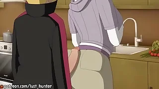 Boruto ver a Hinata lavando as lou&ccedil;as e aproveita para por o pau nas costa dela&period;